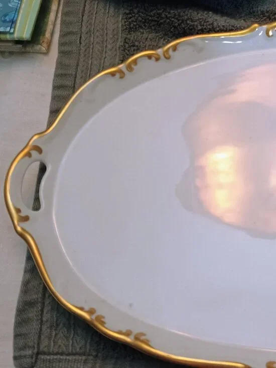 Austrian large cold and white vintage platter