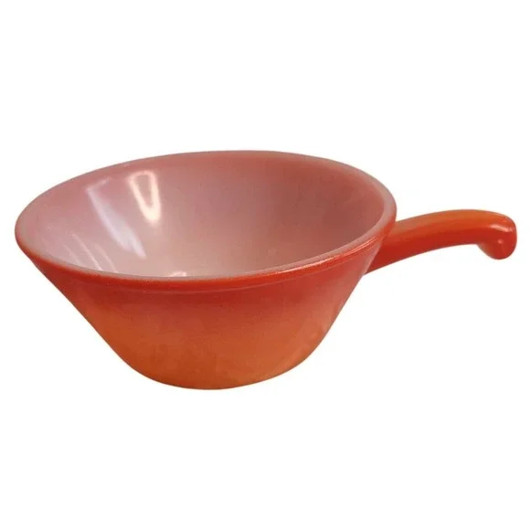VINTAGE Fire King‎ Flame Orange 10 oz Handled Soup Cup Mug Bowl
