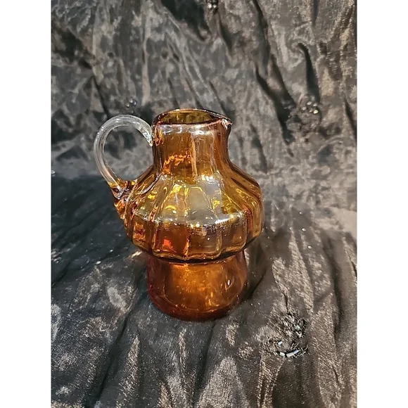 Vintage Amber Hand Blown Glass Small4.5