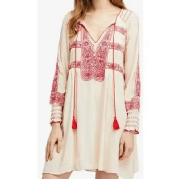 Free People Wind Willow Embroidered Mini Dress