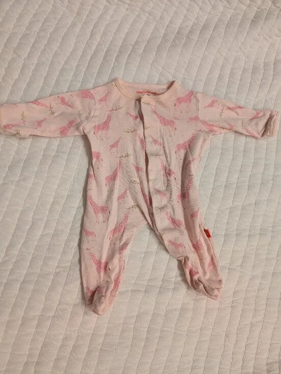 Magnetic Me Pink Giraffe Print Footed One-Piece
