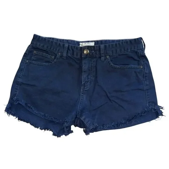 Free people Navy Frayed Distressed Shorts Women's 29 Summer Casual Hippie Boho
