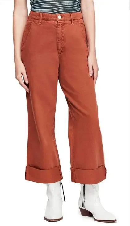 Free People On My Mind Cropped Cuffed Wide Leg Pants