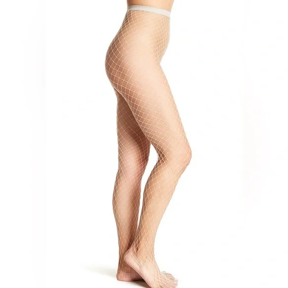 Free People Libby Fishnet Tights Nude and Pink Set of 2