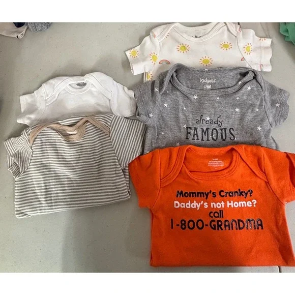 Baby Bodysuits 3 6 Month Lot 5‎ Onesies Short Sleeve Various Brands