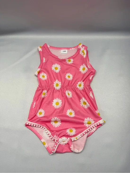 Baby Girl Daisy Print Romper | Pink/White | GUC | 3–6M