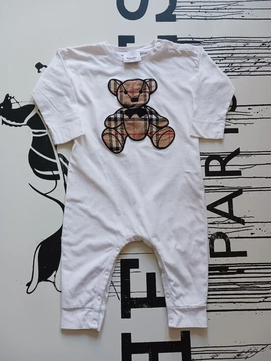 Burberry Cotton Unisex Embroidery Romper Size