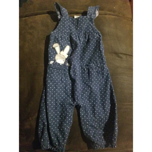 Gymboree animal friends layette line‎ bunny overalls 6 12 months