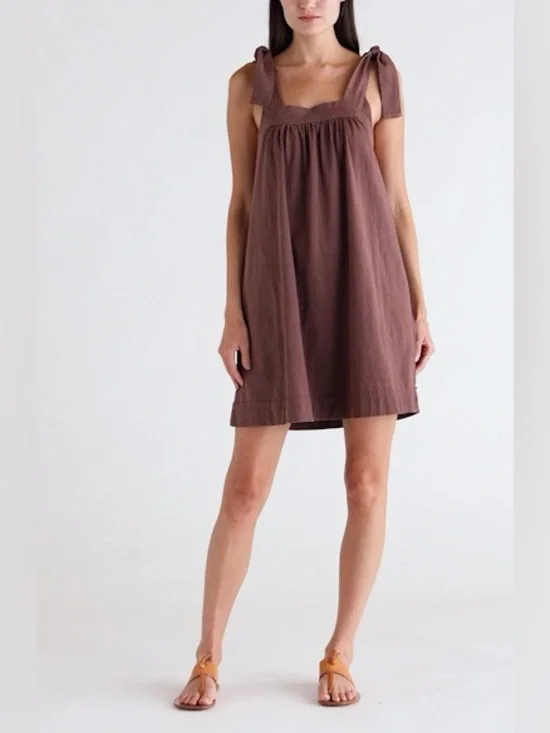 Free People FP Beach Free-Est Honey Tie Shoulder Mini Dress Brown Small