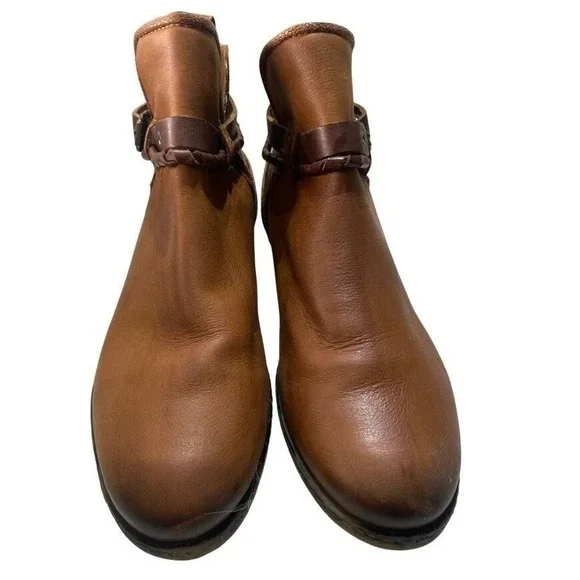 Free People Low Rider Tan Leather Snake Embossed Ankle Boots Womens 9.5‎