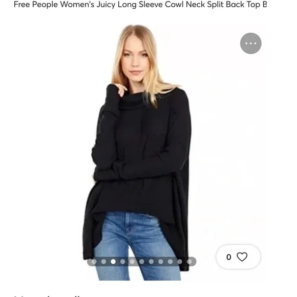 NEW WITH TAGS‎ FREE PEOPLE JUICY COWL NECK SPLIT BACK TOP IN BLACK LIGHTWEIGHT
