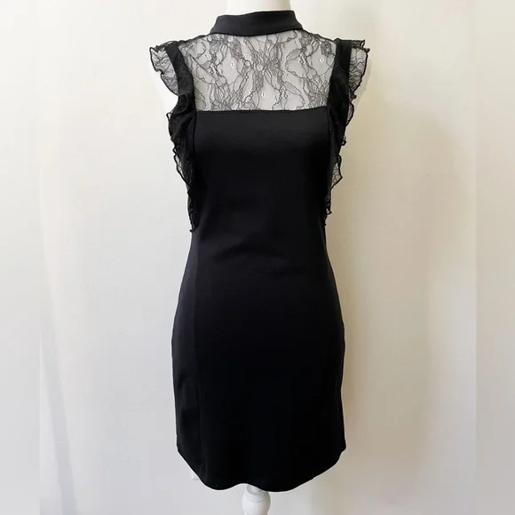 Free People Size Small Black Bodycon Stretchy Lace Dress
