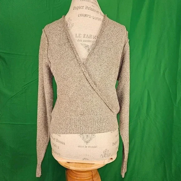 Free People Womens‎ Going For Gold Faux Wrap Sweater Medium