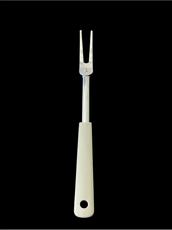 Vintage Meat Carving Serving Fork Stainless Steel Beige Plastic Handle Japan MCM