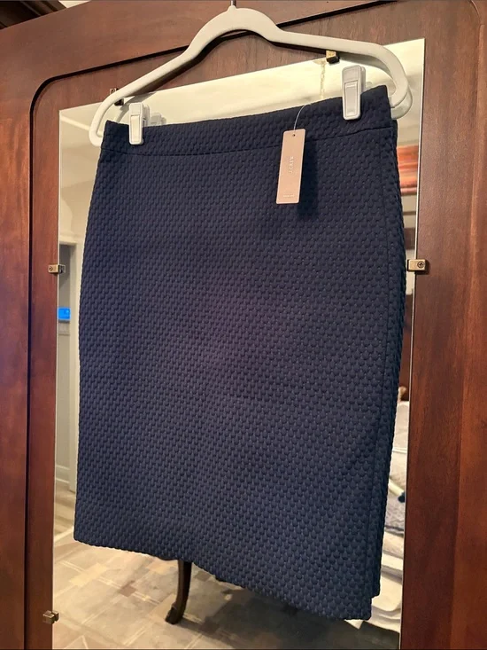 J. Crew Textured Navy Pencil Skirt