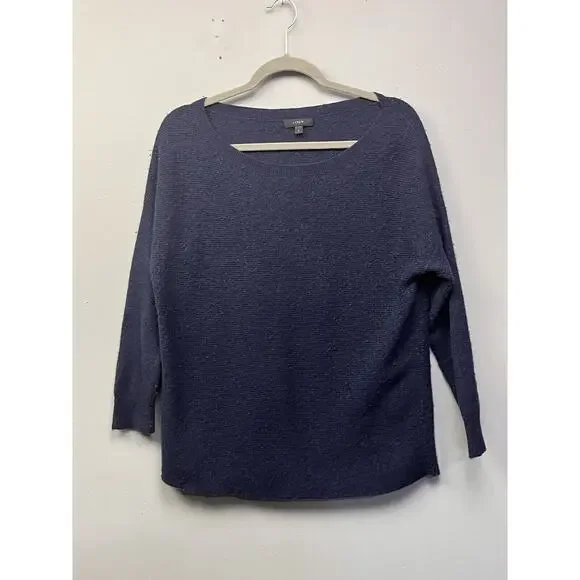J Crew Sweater Womens Small Pullover Boat Neck‎ Blue Wool Preppy Casual