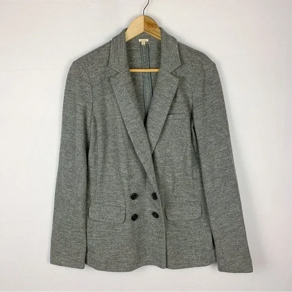 J. Crew Gray 100% Wool Sweater Blazer Relaxed Neutral Travel Capsule Wardrobe