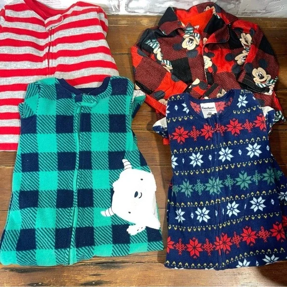 Carter's Festive Blue and Red Pajamas bundle box 12M