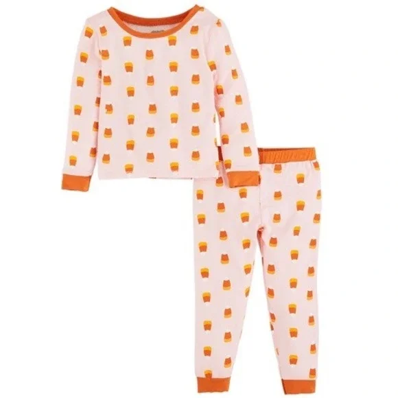Mud Pie Kids Bamboo‎ Halloween Pajama Set Candy Corn Long Sleeve Pants Size 5T