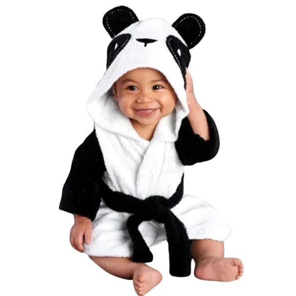 Toddler Panda Hooded Bathrobe 100% Cotton Size 90 2T Unisex