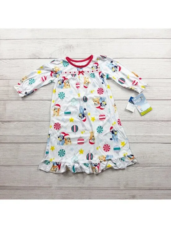Bluey Toddler Girls Granny Christmas Nightgown Long Sleeve Pajamas NWT 2T