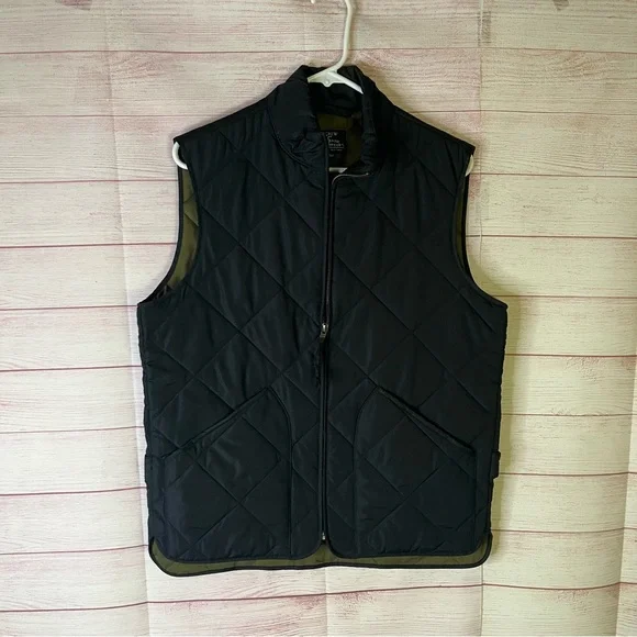 J. Crew Authentic Outerwear Full Zipper Black Vest Size‎ Small