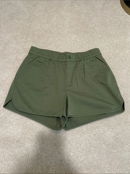 J. Crew Olive Athletic Shorts with Elastic Waist