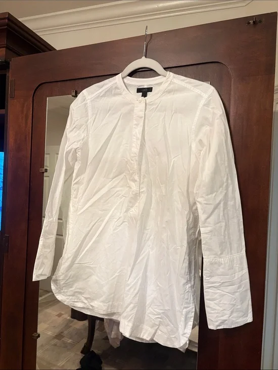 J Crew woman’s White Mandarin Collar cotton Shirt