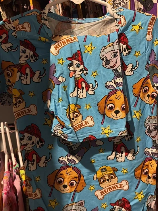 Paw Patrol Blue Kids Pajama Set featuring Rubble & Friends bamboo
