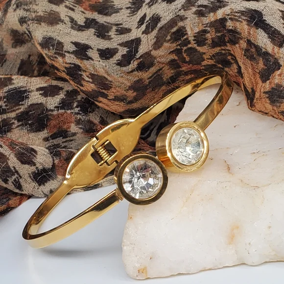 ❤️ Crystals Gold Bracelet Hypoallergenic Stainless Comfortable Strone