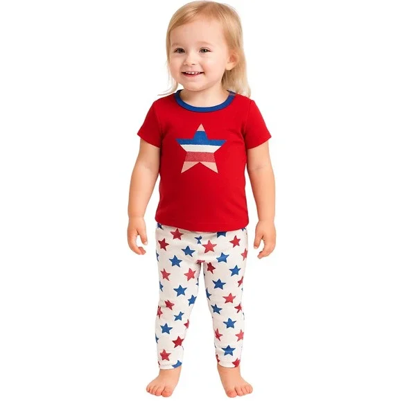 Bmagical Pajama Set 2T Red White Blue‎ Patriotic Star Sleepwear USA Summer Comfy