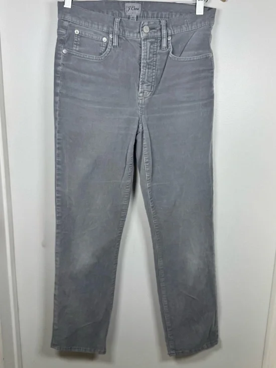 J CREW corduroy Straight Leg pants women 27 US 4 Slate Gray Preppy Gorpcore EUC