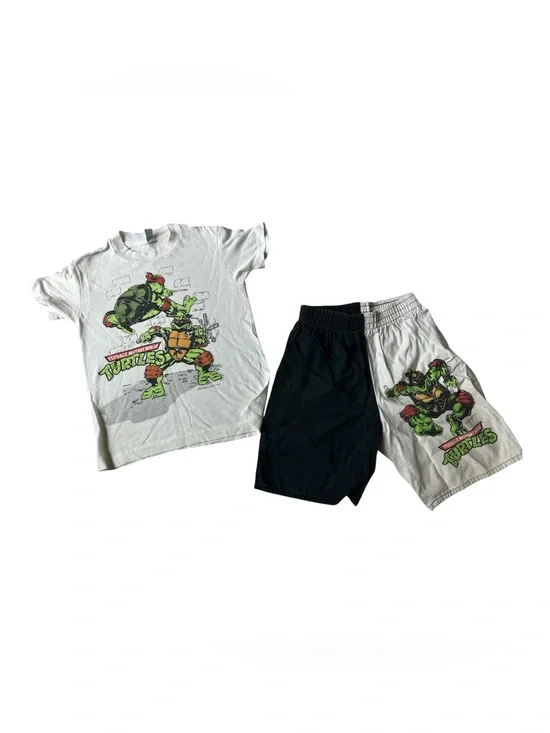 VINTAGE 1988 CHED TMNT BLACK & WHITE PAJAMA SET BOYS YOUTH M