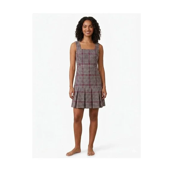 J.CREW Y2K Vintage Inspired Ivory Pink Plaid Tweed A-Line Lined‎ Zip 0P