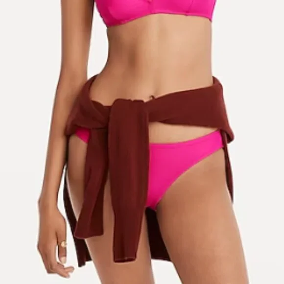 J. Crew Curved Waist Cheeky Bikini Bottom Fuscia Pink Size XS NWT