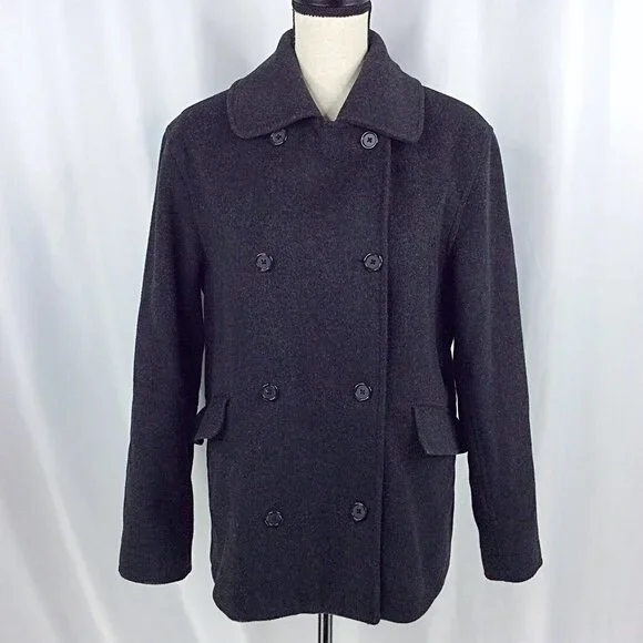 J Crew Wool Cashmere Blend Peacoat Overcoat Topcoat‎ Size Medium Double Breasted