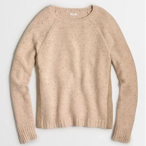 J. Crew Donegal Lambswool Sweater with Gold Shimmer Stripe