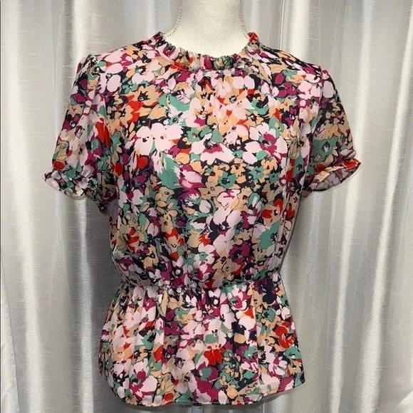 J.Crew Floral Multicolor Women's Top Size Small