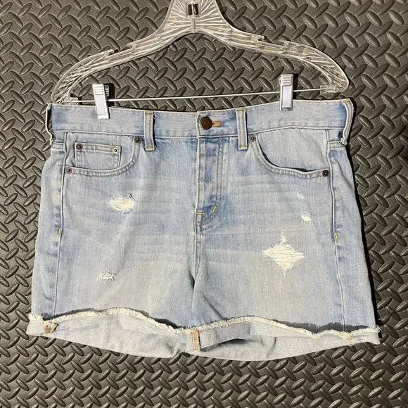 J. Crew Blue Light Washed‎ Distressed Casual Wear Denim Shorts Women's Size 27