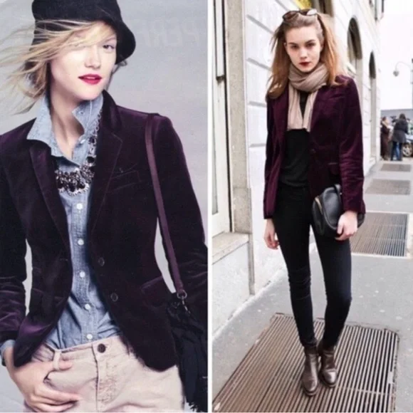 J. Crew Purple Eden Velvet Blazer Y2K‎