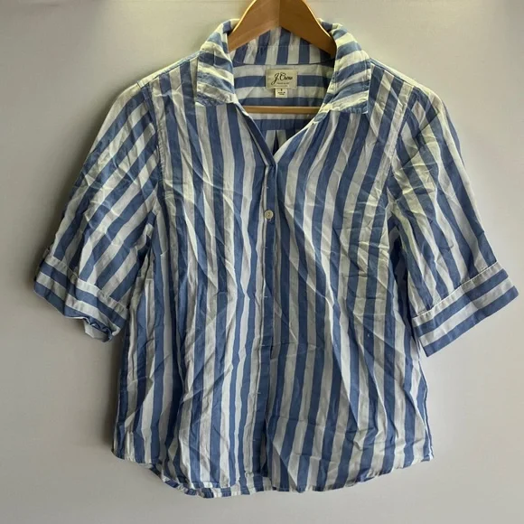 J. Crew Blue and White Striped Shirt