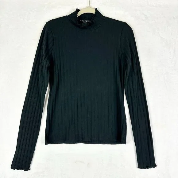 J Crew Women's Pointelle Knit Turtleneck Size Medium NWT Black Scalloped Classic