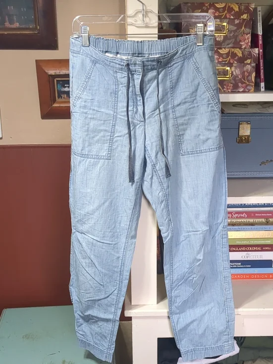 J. Crew Light Blue Chambray Elastic Backed Beach Pants Size 6
