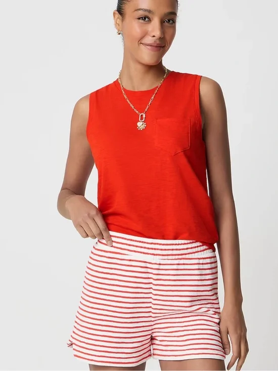 NWOT J. Crew Girlfriend Pocket Tank~Vibrant Red