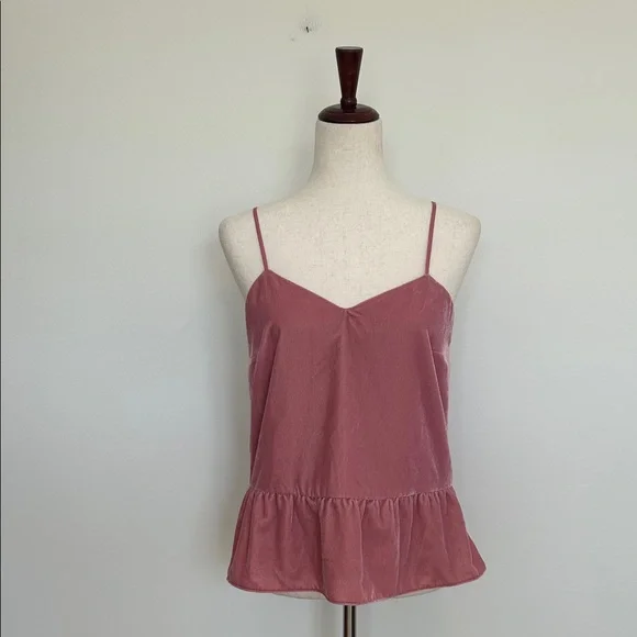 J.Crew Pink Velvet‎ Spaghetti Strap Top Size 2 NWT