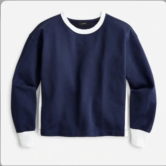 NWT J. Crew‎ Women's University Terry Cropped Crewneck Sweatshirt