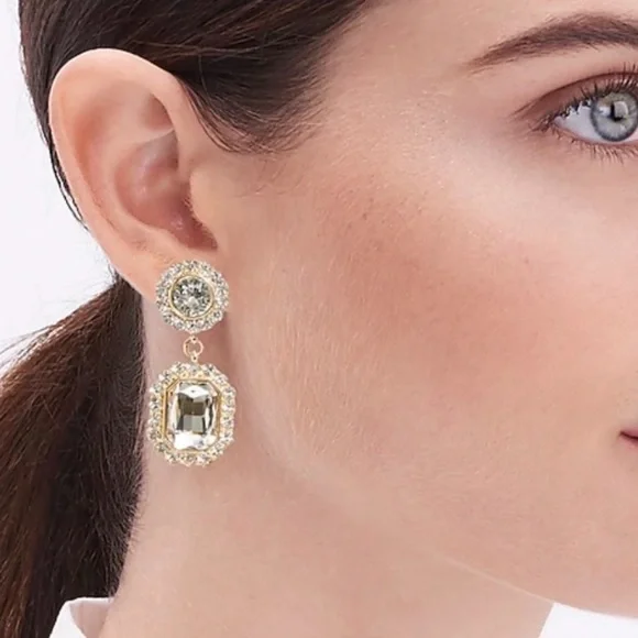 J. Crew Gold Tone Crystal Drop‎ Dangle Earrings Item BW082 New