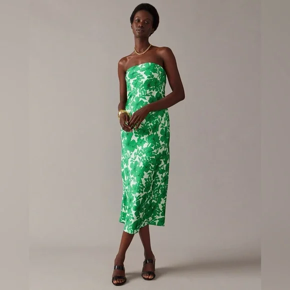 J.Crew Collection strapless slip dress in greenhouse floral print BU272
