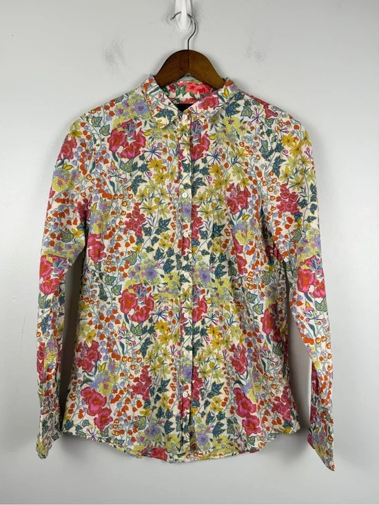Liberty for J. crew floral button down blouse size 8
