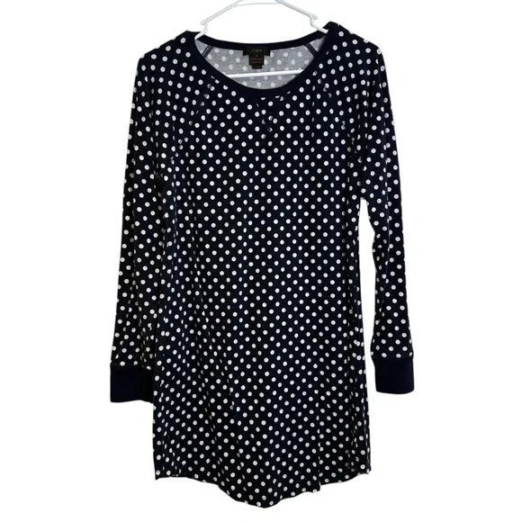 J. CREW Long Sleeve Navy Blue Polka Dot Shirt Dress Small